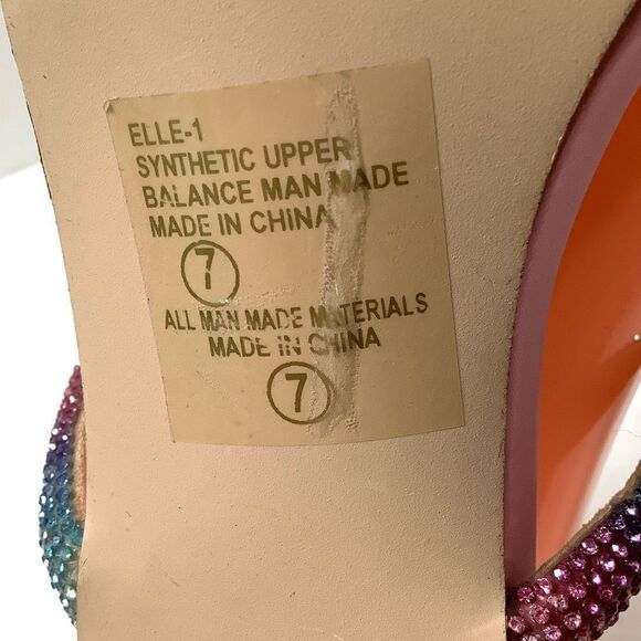 NWOB!CHASE AND CHLOE Elle Barbiecore Rainbow Rhinestone/Pink Strap Sandal Sz 7 - Picture 9 of 11